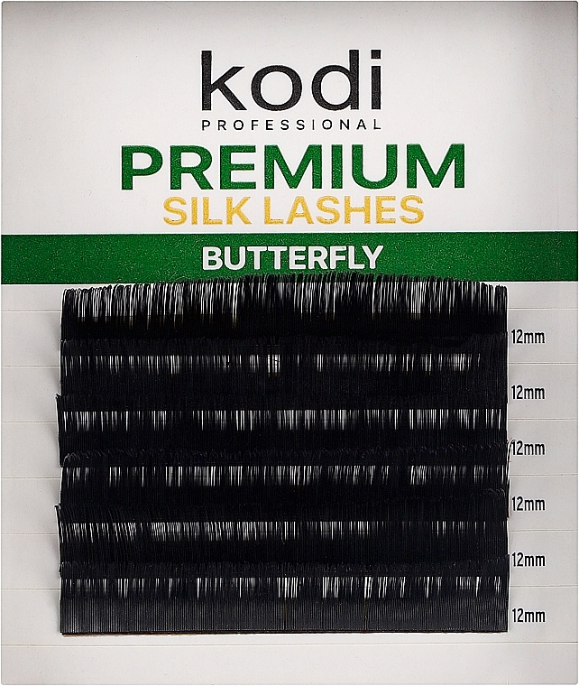 Sztuczne rzęsy Butterfly Green B 0,15 (6 rzędów po 12 mm) - Kodi Professional — Zdjęcie N1
