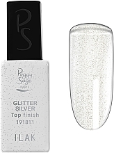 Top coat do paznokci Efekt śnieżnej kuli - Peggy Sage Top Finish Glitter Silver I-Lak — Zdjęcie N1