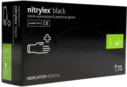 Kup Rękawice winylowe bezpudrowe czarne, rozmiar S - Mercator Medical Nitrylex Basic
