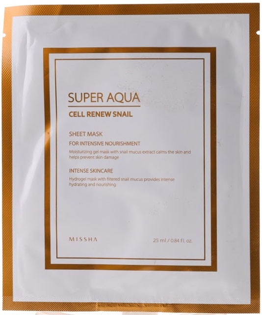 Hydrożelowa maska z ekstraktem ze śluzu ślimaka - Missha Super Aqua Cell Renew Snail Hydro Gel Mask — Zdjęcie N1