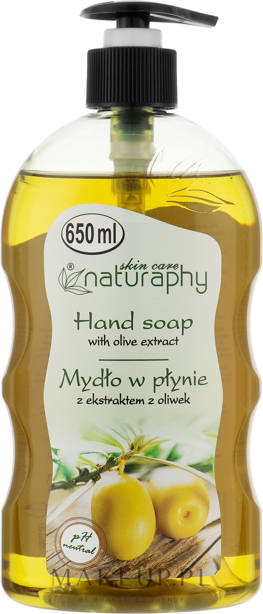 Mydło w płynie do rąk z ekstraktem z oliwek i gliceryną - Naturaphy Hand Soap — Zdjęcie 650 ml