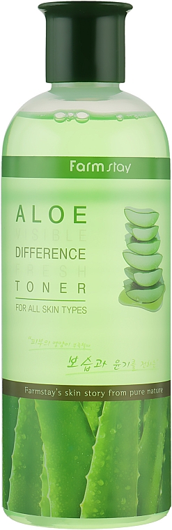 Odświeżający tonik do twarzy z aloesem - FarmStay Aloe Visible Difference Fresh Toner