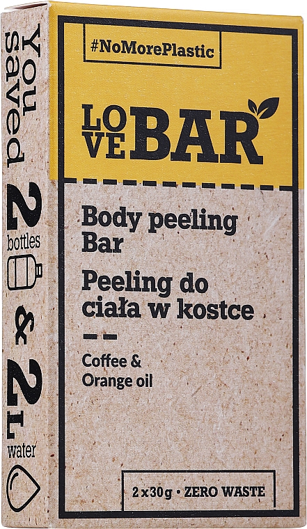 Peeling do ciała w kostce Kawa i olejek pomarańczowy - Love Bar Body Peeling Bar — Zdjęcie N1
