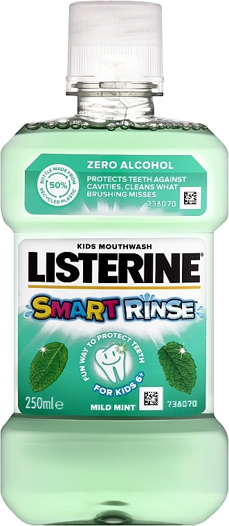 Miętowy płyn do płukania jamy ustnej dla dzieci - Listerine Smart Rinse Mint Liquid Mouthwash — Zdjęcie N1