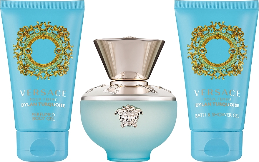 Versace Dylan Turquoise Pour Femme - Zestaw (edt 50 ml + b/gel 50 ml + sh/gel 50 ml) — Zdjęcie N1