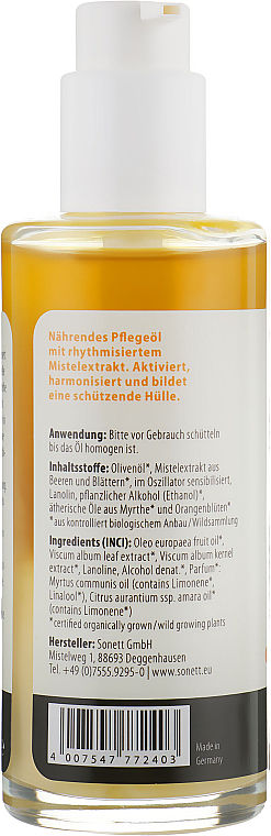 Organiczny olejek do masażu z rytmizowanym ekstraktem z jemioły Mirt i kwiat pomarańczy - Sonett Massage Oil — Zdjęcie N2