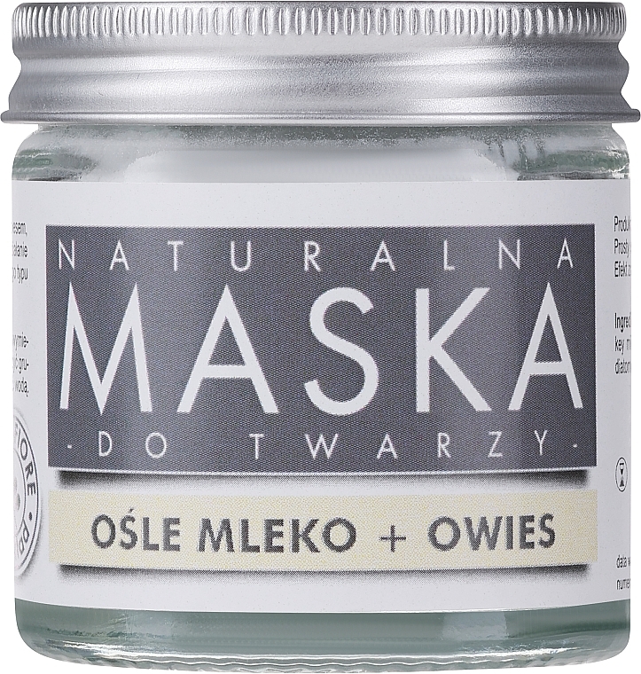 100% naturalna odżywczo-kojąca maska do twarzy Ośle mleko, owies, aloes i glinka biała - E-Fiore — Zdjęcie N1