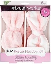 Zestaw opasek na głowę, 2 szt. - Brushworks Makeup Headband Pink And White — Zdjęcie N1