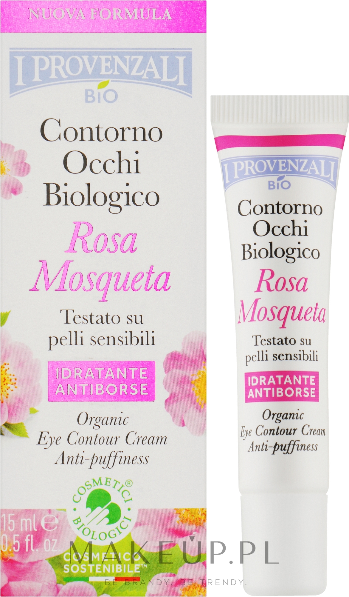 Organiczny konturujący krem pod oczy - I Provenzali Rosa Mosqueta Organic Eye Contour Cream — Zdjęcie 15 ml