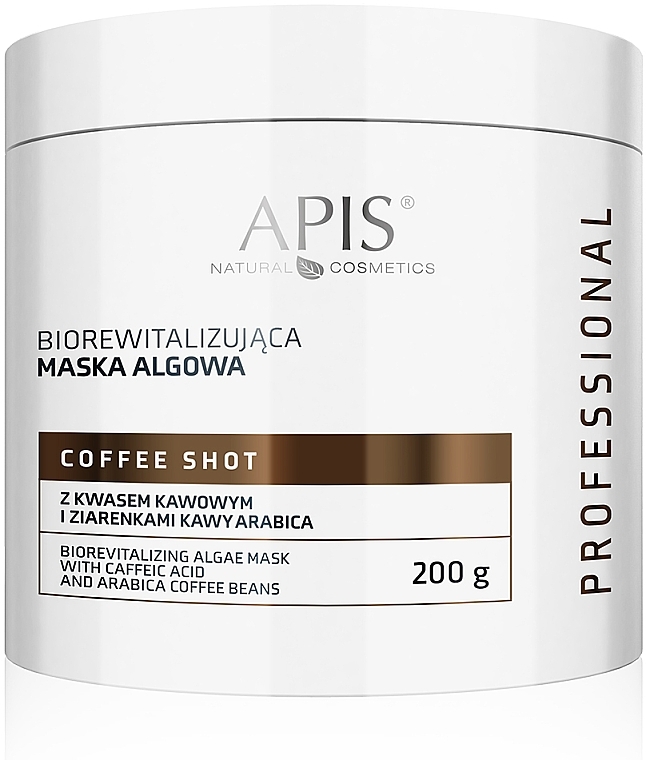 Biorewitalizująca maska algowa z kwasem kawowym i ziarnami kawy - APIS Professional Coffee Shot Biorevitalizing Algae Mask — Zdjęcie N1