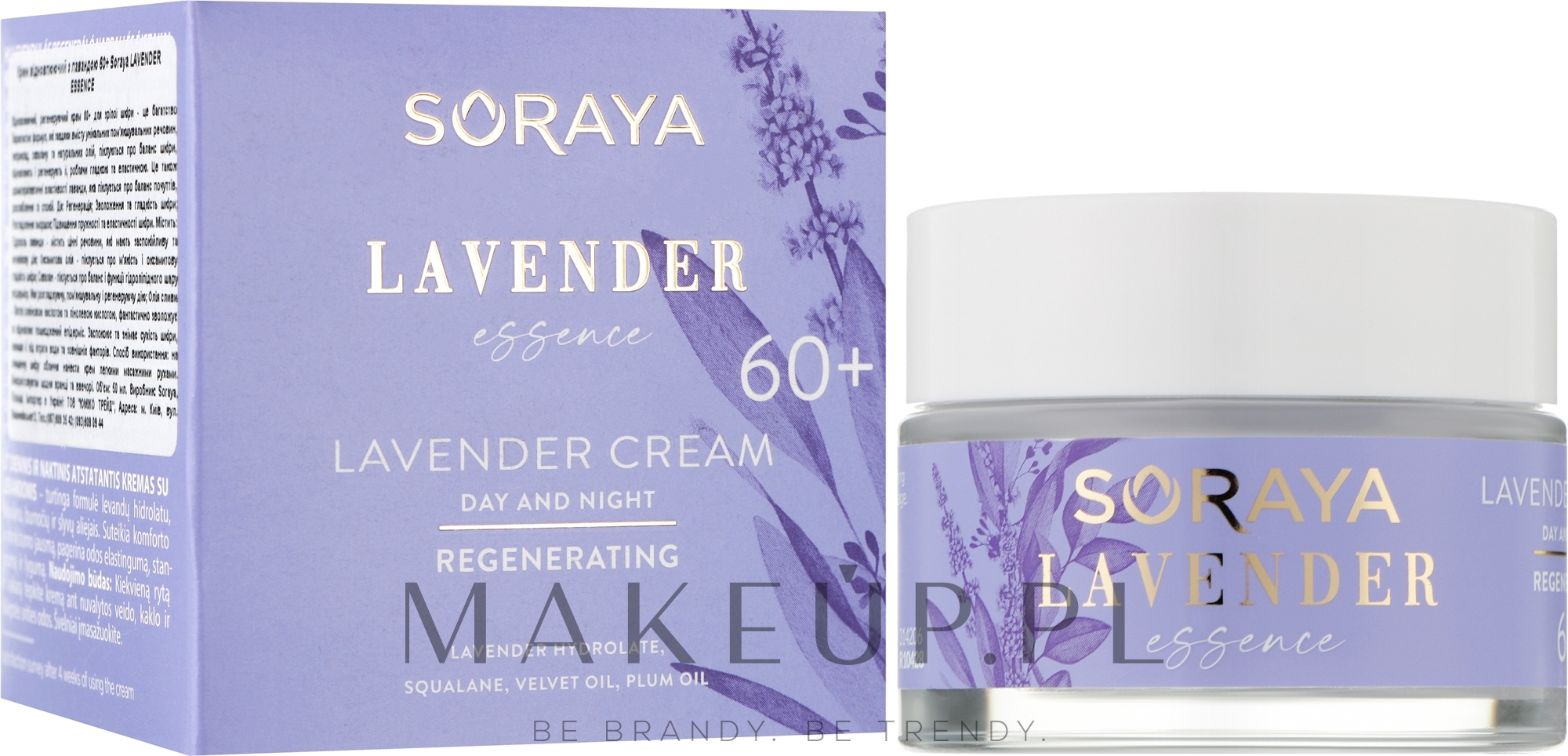 Lawendowy krem regenerujący do twarzy na dzień i na noc 60+ - Soraya Lavender Essence — Zdjęcie 50 ml