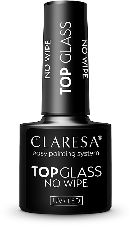 Uniwersalny transparentny top hybrydowy do paznokci przedłużonych i naturalnych - Claresa Top Glass No Wipe — Zdjęcie N1