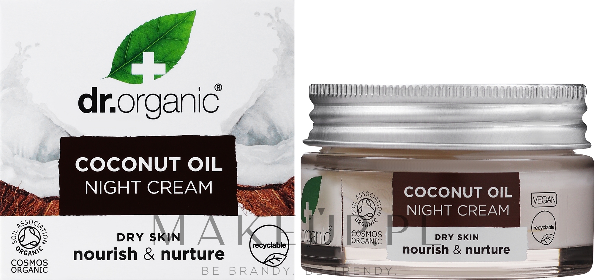 Intensywnie odżywczy krem do twarzy i ciała na noc Organiczny olej kokosowy - Dr Organic Virgin Coconut Oil Night Cream — Zdjęcie 50 ml
