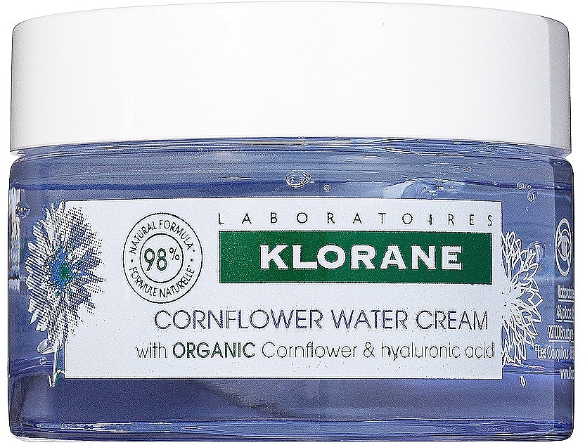 Nawilżający lekki krem do twarzy z wyciągiem z bławatka - Klorane Cornflower Water Cream — Zdjęcie N1