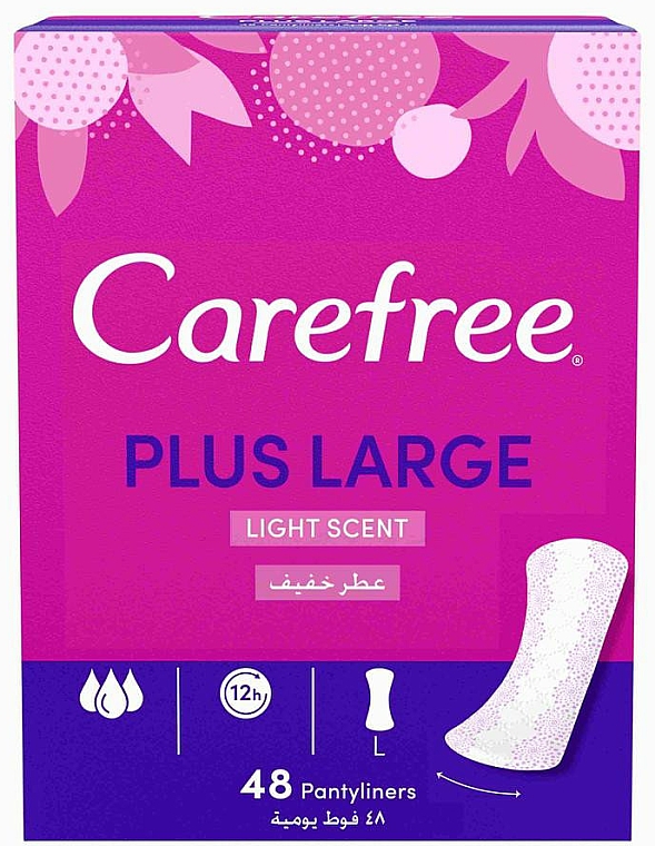 Codzienne podpaski higieniczne o delikatnym zapachu, 48 sztuk - Carefree Plus Large Light Scent — Zdjęcie N2