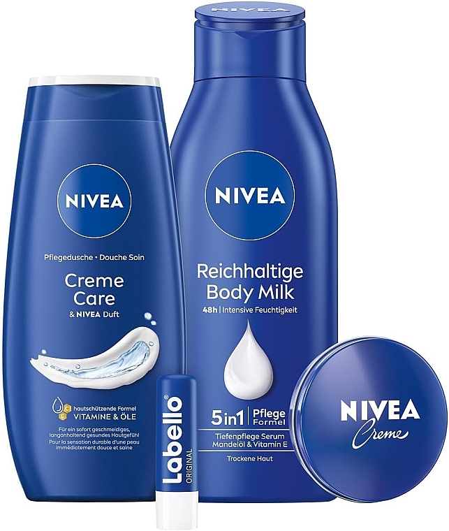 Zestaw - NIVEA Classic Love Gift Set (sh/gel/250ml + b/milk/400ml + lip/balm/5,5ml + f/cr/30ml) — Zdjęcie N2