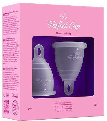 Zestaw kubeczków menstruacyjnych, przezroczysty, rozmiar S-M - Perfect Cup — Zdjęcie N2