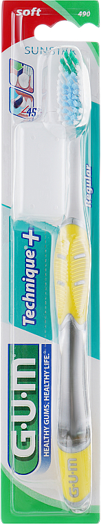 Szczoteczka do zębów Technique+, miękka, żółta - G.U.M Soft Regular Toothbrush — Zdjęcie N1