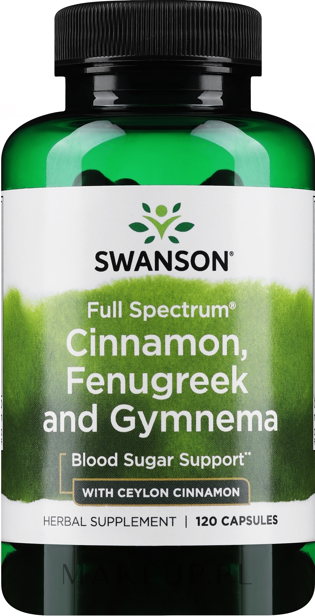 Suplement diety Cynamon, Kozieradka i Gymnema, 200 mg - Swanson Full Spectrum Cinnamon Fenugreek & Gymnema — Zdjęcie 120 szt.