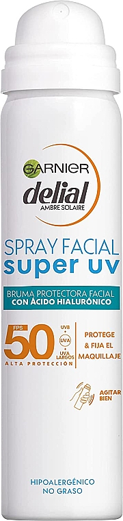 Spray do ochrony przeciwsłonecznej dla skóry wrażliwej - Garnier Delial Sensitive Advanced Moisturizing Facial Mist SPF50 — Zdjęcie N1