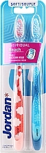 Miękka szczoteczka do zębów, różowa+niebieska - Jordan Individual Reach Soft — Zdjęcie N1