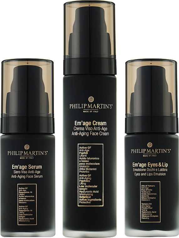 Domowy zestaw do pielęgnacji twarzy - Philip Martin's Em'age (cr/50ml + cr/eyes/lip/30ml + ser/30ml) — Zdjęcie N2