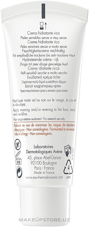 Nawilżający krem do skóry delikatnej, suchej i bardzo suchej - Avène Hydrance Rich Hydrating Cream — Zdjęcie N3