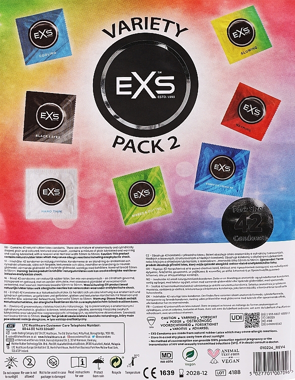 Prezerwatywy, 42 szt. - EXS Condoms Mixed Variety Pack 2 — Zdjęcie N1