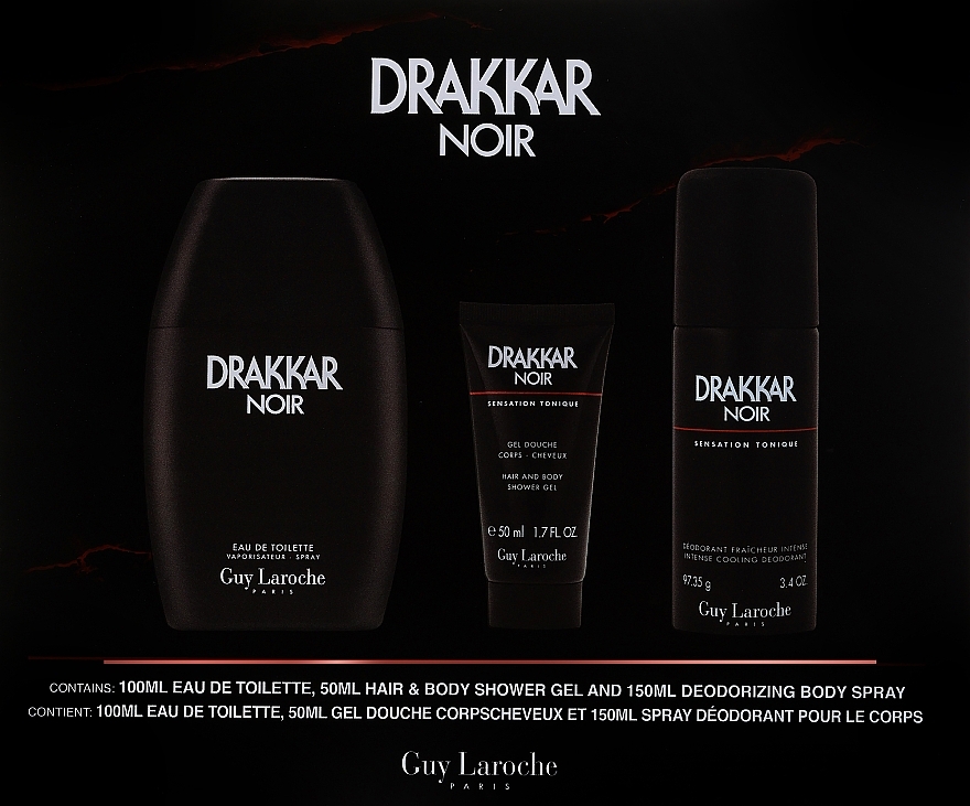 Guy Laroche Drakkar Noir - Zestaw (edt/100ml+sh/żel/50ml+deo/150ml) — Zdjęcie N1