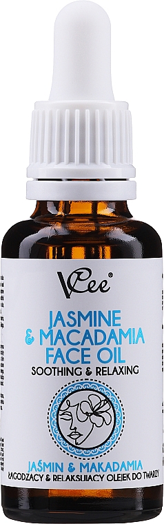Łagodzący i relaksujący olejek do twarzy Jaśmin i makadamia - VCee Jasmine & Macadamia Face Oil Soothing & Relaxing — Zdjęcie N1