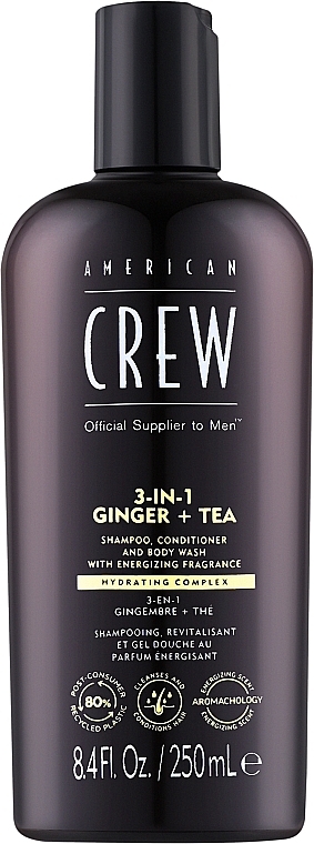 Żel do pielęgnacji włosów i ciała 3 w 1 - American Crew Official Supplier To Men 3 In 1 Ginger + Tea Shampoo Conditioner And Body Wash  — Zdjęcie N1