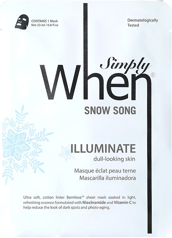 Rozświetlająca maska do twarzy w płachcie do cery zmęczonej - When Simply Snow Song — Zdjęcie N1