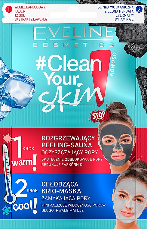 Peeling sauna + krio-maska do twarzy - Eveline Cosmetics Clean Your Skin — Zdjęcie N1