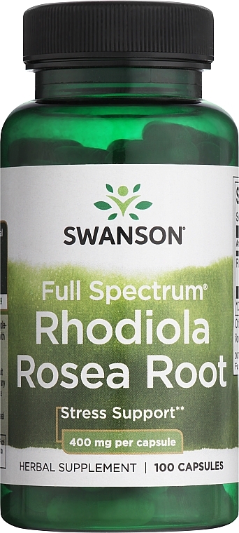 Suplement diety Korzeń różeńca górskiego 400 mg, 100 szt. - Swanson Rhodiola Rosea Root — Zdjęcie N1