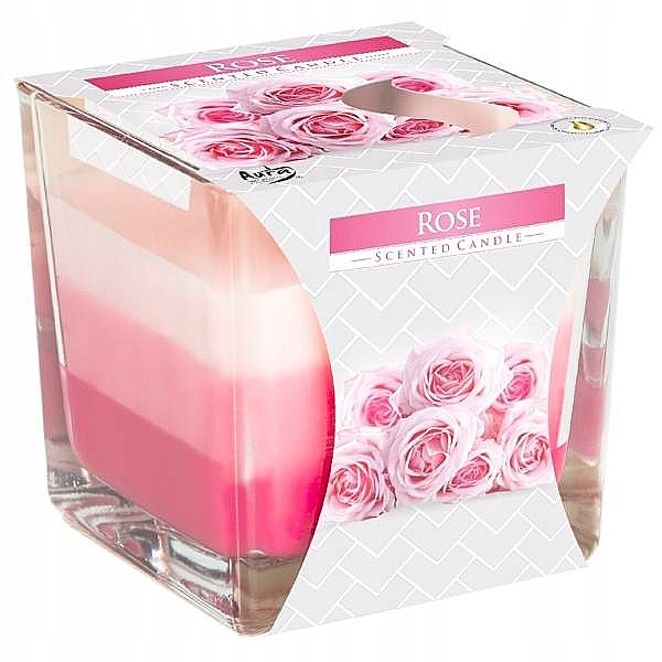 Świeca zapachowa trójwarstwowa w szkle Rose - Bispol Scented Candle Rose — Zdjęcie N1