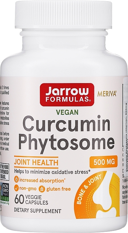 Suplement diety z fitosomami kurkuminy - Jarrow Formulas Curcumin Phytosome Meriva 500mg — Zdjęcie N1