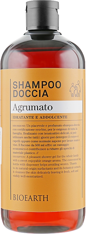 Szampon i żel pod prysznic 2 w 1, Cytrusowe - Bioearth Citrus Fruits Shampoo & Body Wash — Zdjęcie N1