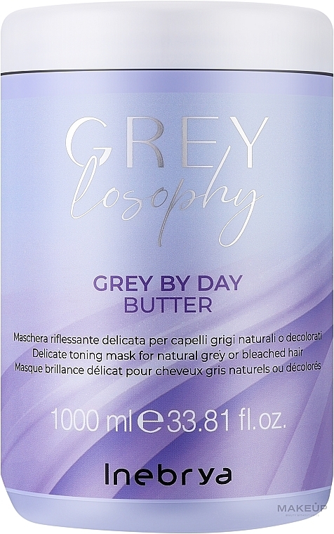 Maska tonizująca do włosów naturalnych, siwych i blond - Inebrya Grey By Day Butter — Zdjęcie N2