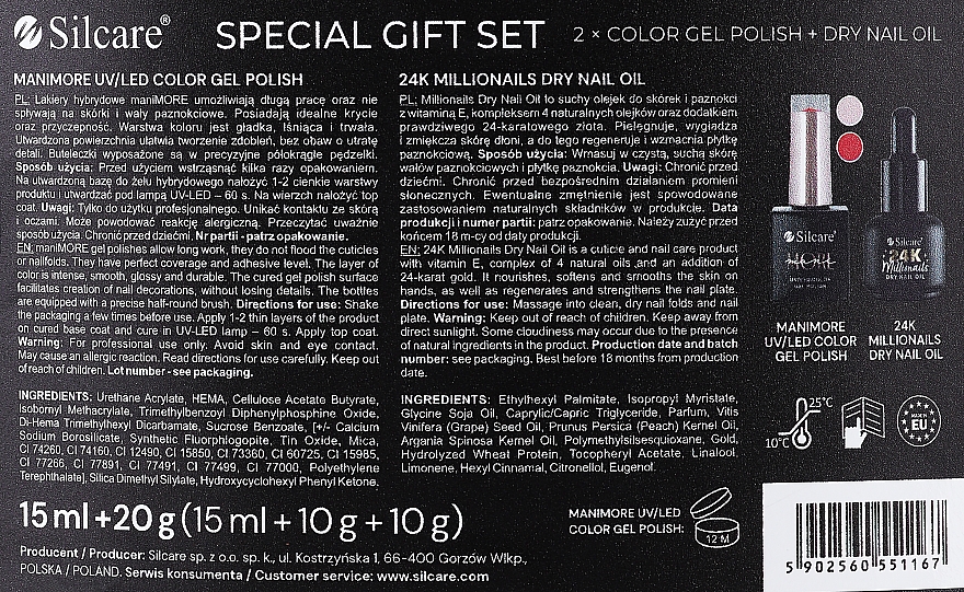 Zestaw - Silcare More Mani Special Gift Set (n/oil/15ml + gel/polish/2x10g) — Zdjęcie N2