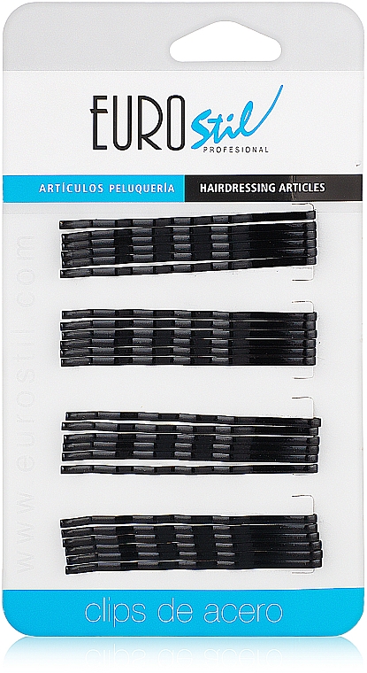 Spinki do włosów 70 mm, 24 szt., czarne - Eurostil — Zdjęcie N1