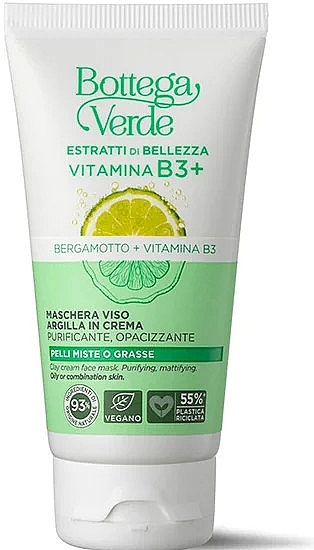 Maska na twarz - Bottega Verde Beauty Extracts  Bergamot Vitamin B3+ Clay Cream Face Mask — Zdjęcie N1