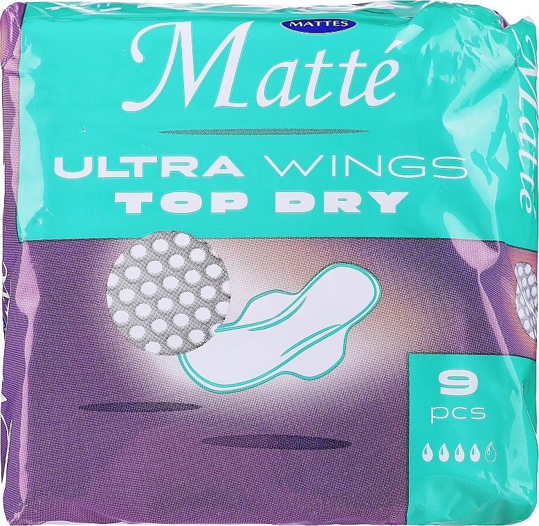 Podpaski higieniczne ze skrzydełkami, 9 szt. - Mattes Ultra Wings Top Dry — Zdjęcie N1