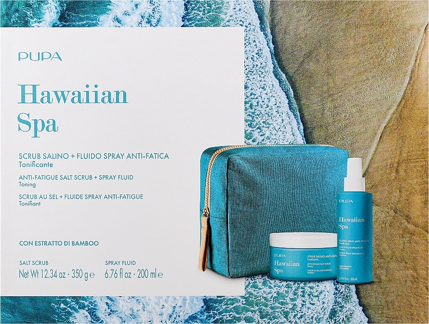 Zestaw - Pupa Hawaiian Spa Kit 3 (scrub/350g + fluid/spray/200ml + bag) — Zdjęcie N1