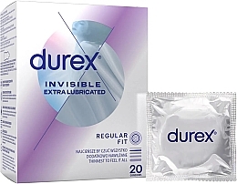 Prezerwatywy Ultracienkie z dodatkowym lubrykantem, 20 szt. - Durex Invisible Extra Lubricated — Zdjęcie N1