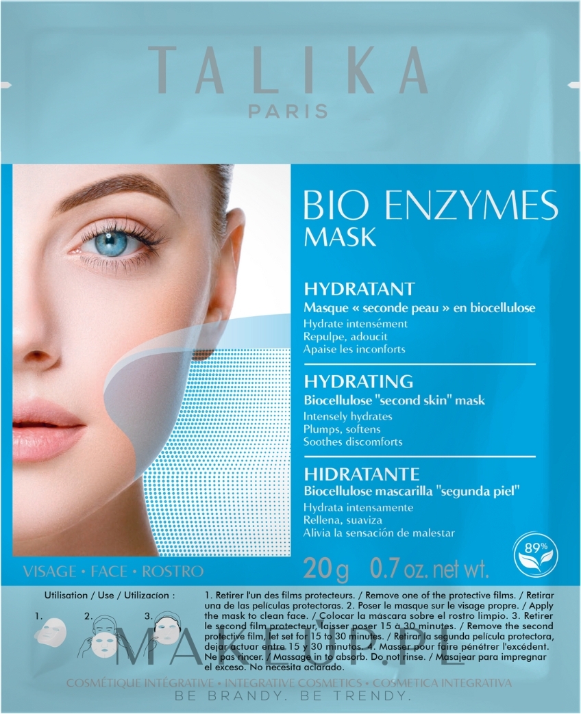 Nawilżająca maska bioenzymatyczna na tkaninie do twarzy - Talika Bio Enzymes Hydrating Mask — Zdjęcie 20 g