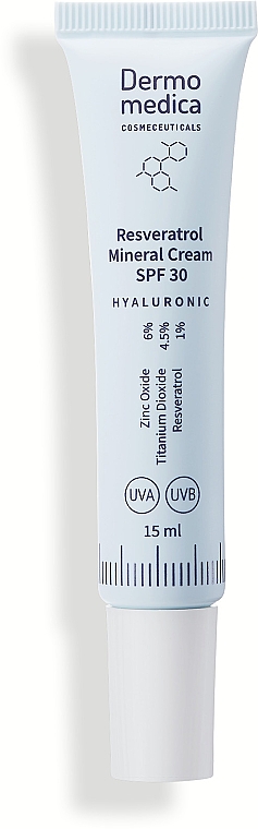 Przeciwzmarszczkowy krem ​​do twarzy - Dermomedica Hyaluronic Resveratrol Mineral Cream SPF30 — Zdjęcie N2