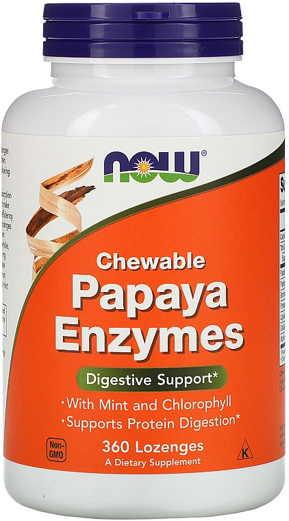 Kapsułki Enzymy papai - Now Foods Chewable Papaya Enzymes — Zdjęcie N4