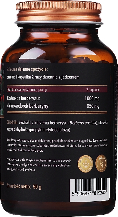 Suplement diety Berberyna, 500 mg - Doctor Life Berberine 500 mg — Zdjęcie N2