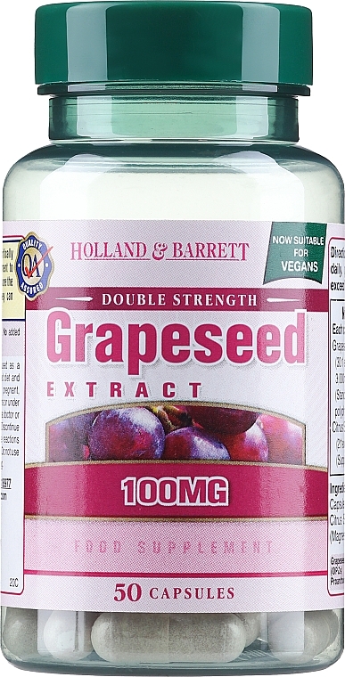 Suplement diety Ekstrakt z pestek winogron - Holland & Barrett Grapeseed Extract 100mg — Zdjęcie N1