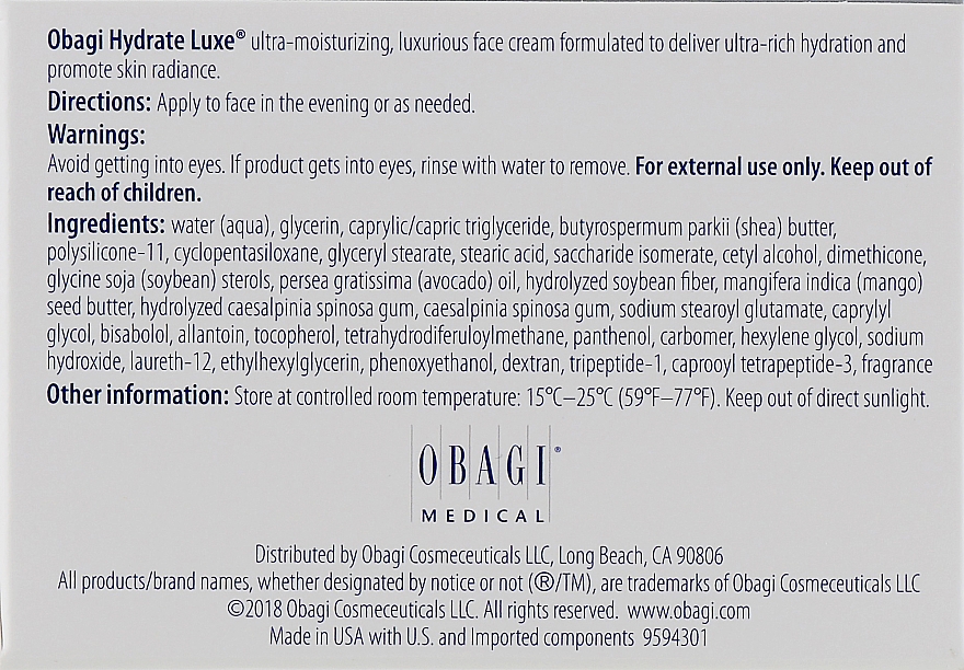 Intensywnie nawilżający krem do twarzy - Obagi Medical Hydrate Luxe Moisture-Rich Cream — Zdjęcie N3